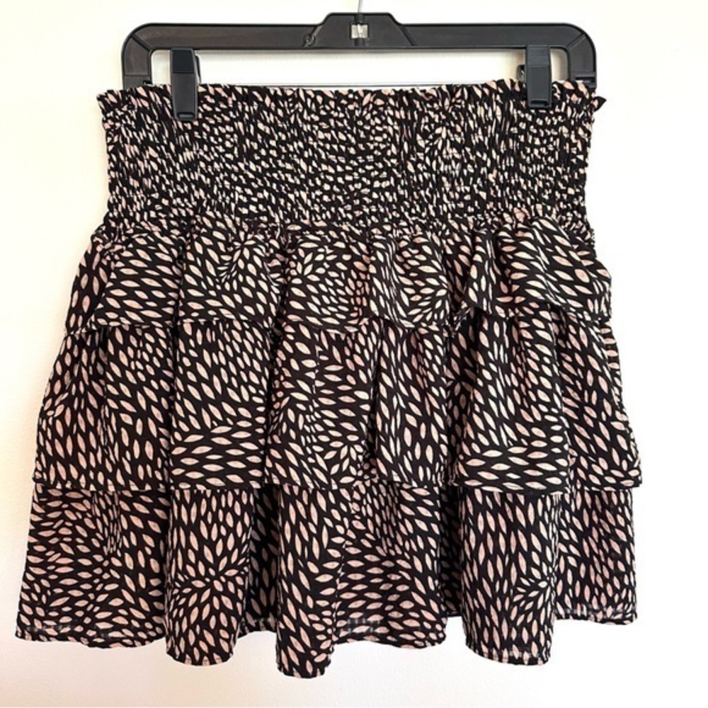 Who What Wear Layered Skirt Elastic Waist Black Cream Size Large